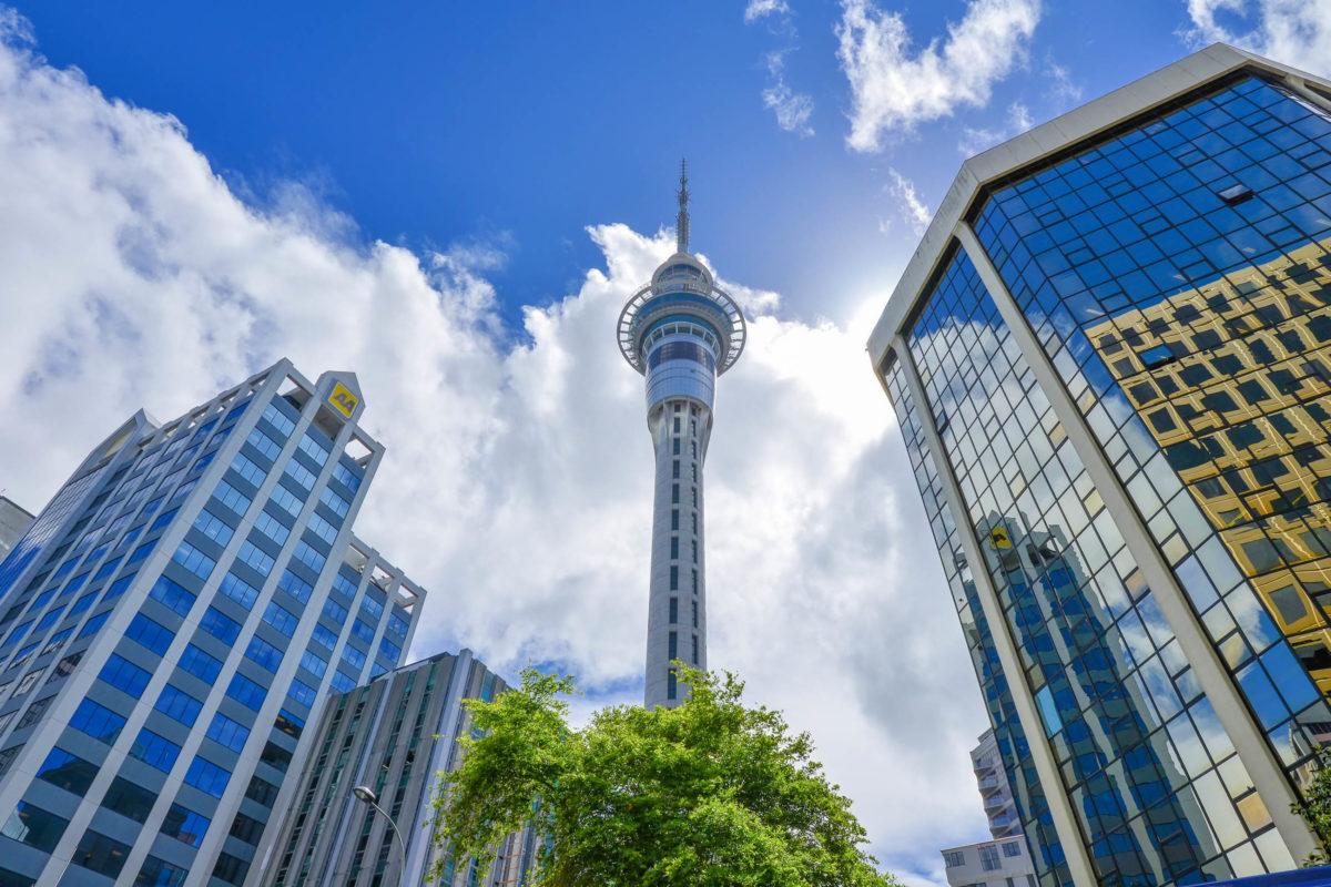 The Sky Tower in Auckland functions as a telecommunications tower and also as a landmark of the city, New Zealand - © FRASHO / franks-travelbox