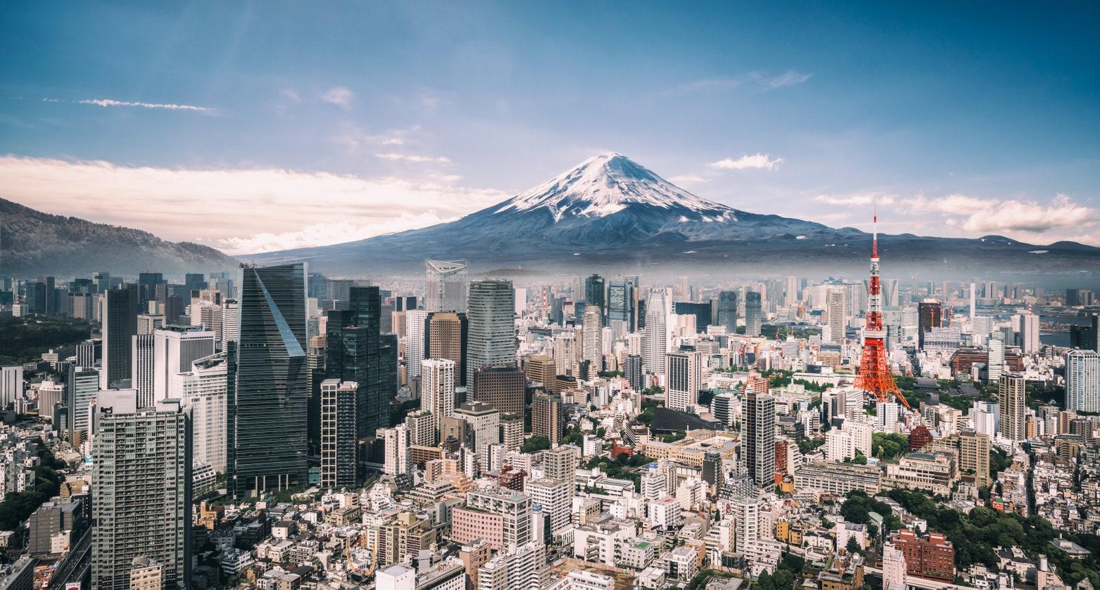 View of Mt. Fuji Tokyo Tower and downtown Tokyo