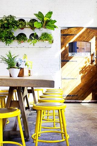 Fruit from organic farms in upstate New York is coldpressed for juices at The Butchers Daughter in Manhattan.